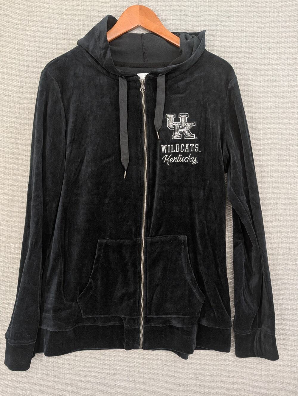 University of Kentucky Full Zip Velour Hoodie Jacket Size XXL Sequins Wildcats